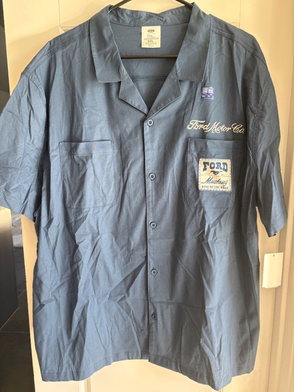 Ford Mustang Motor Company XXL Button Down Shirt Blue Automotive Racing NWT